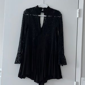 Free people black tunic with lace detailing